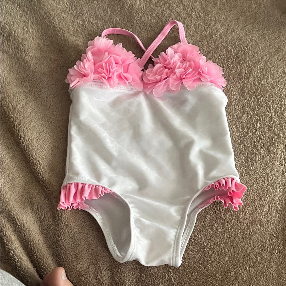 Floatimini Pink and White Kids Swim One Piece